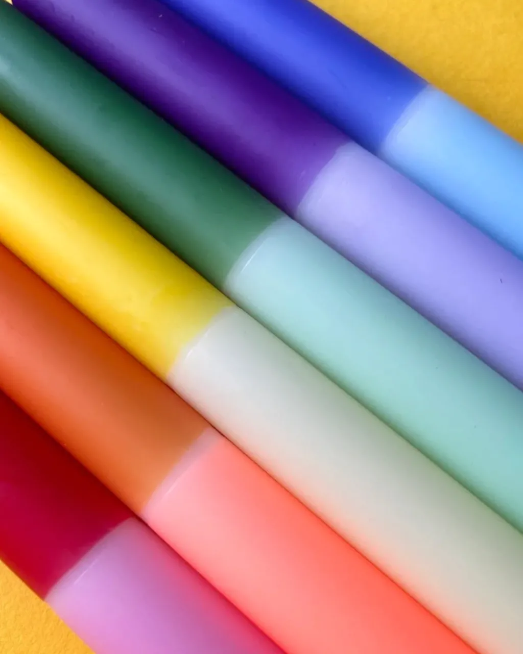 The Colour Emporium Rainbow Block Dip Dye Dinner Candles - Set Of 6 Discount