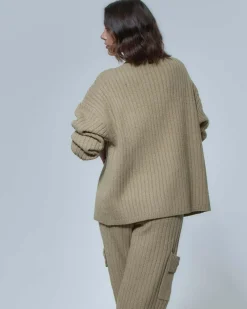 Another Girl Raven Knitted Zip Up Cardigan - Biscuit Outlet