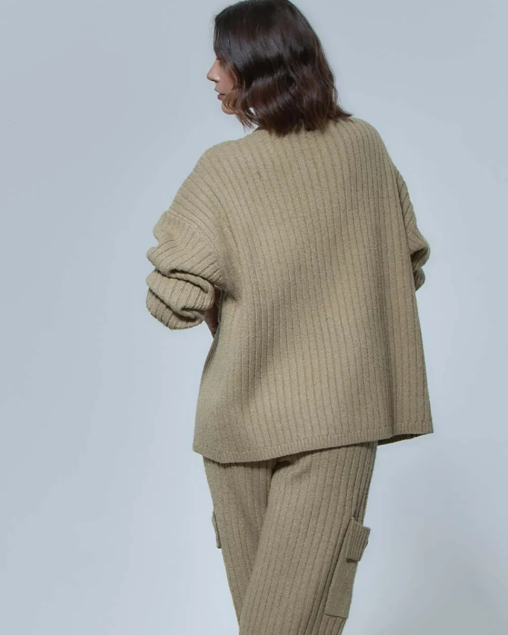 Another Girl Raven Knitted Zip Up Cardigan - Biscuit Outlet