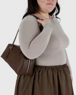 Baggu Recycled Leather Bowler Bag - Brown Clearance