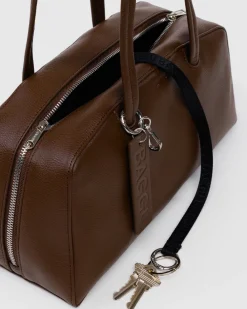 Baggu Recycled Leather Bowler Bag - Brown Clearance