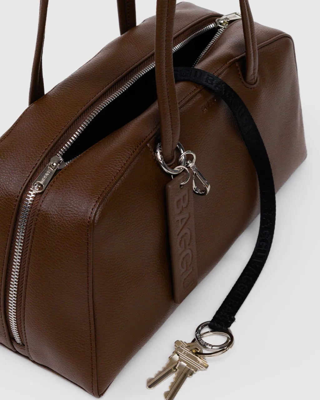Baggu Recycled Leather Bowler Bag - Brown Clearance