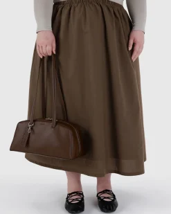Baggu Recycled Leather Bowler Bag - Brown Clearance