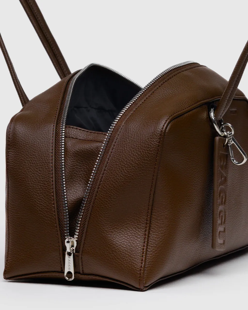 Baggu Recycled Leather Bowler Bag - Brown Clearance
