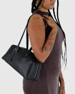 Baggu Recycled Leather Bowler Bag - Black Discount