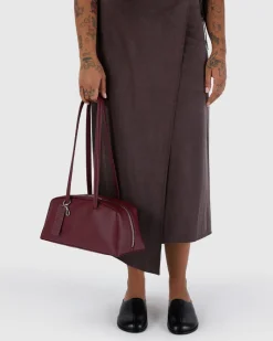 Baggu Recycled Leather Bowler Bag - Mahogany Outlet
