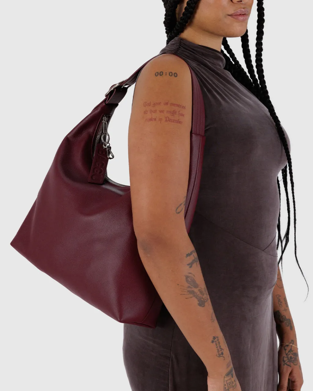 Baggu Recycled Leather Shoulder Bag - Mahogany Sale
