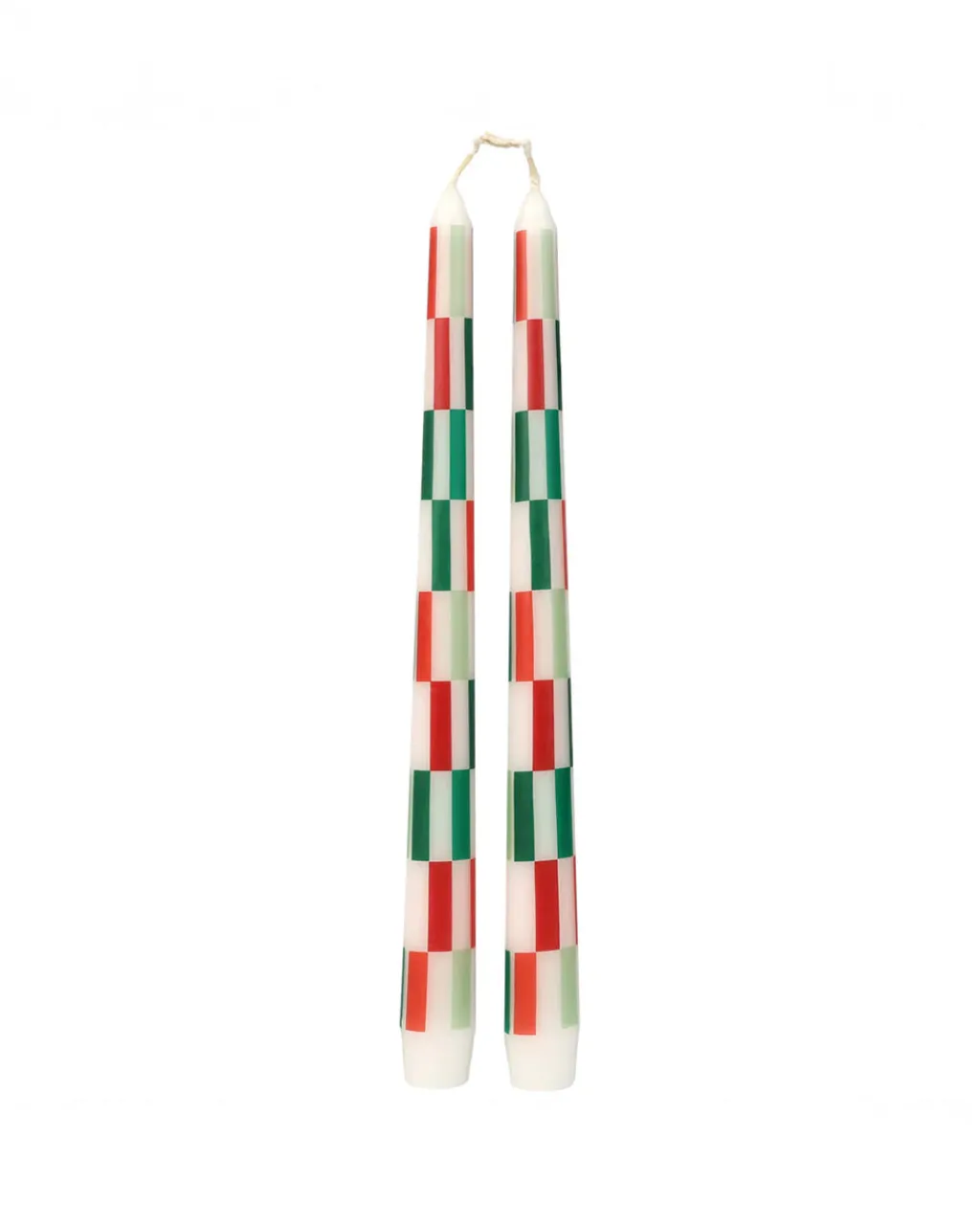 Talking Tables USA Red + Green Check Dinner Candles - Set of 2 Hot