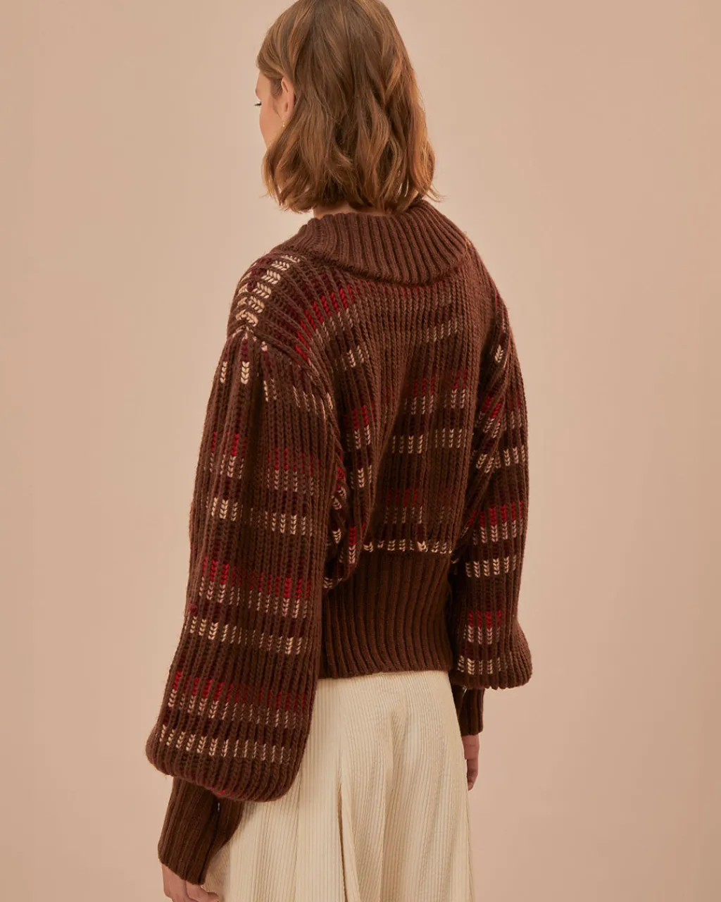 Farm Rio Red Colorful Stripe Knit Cardigan Outlet