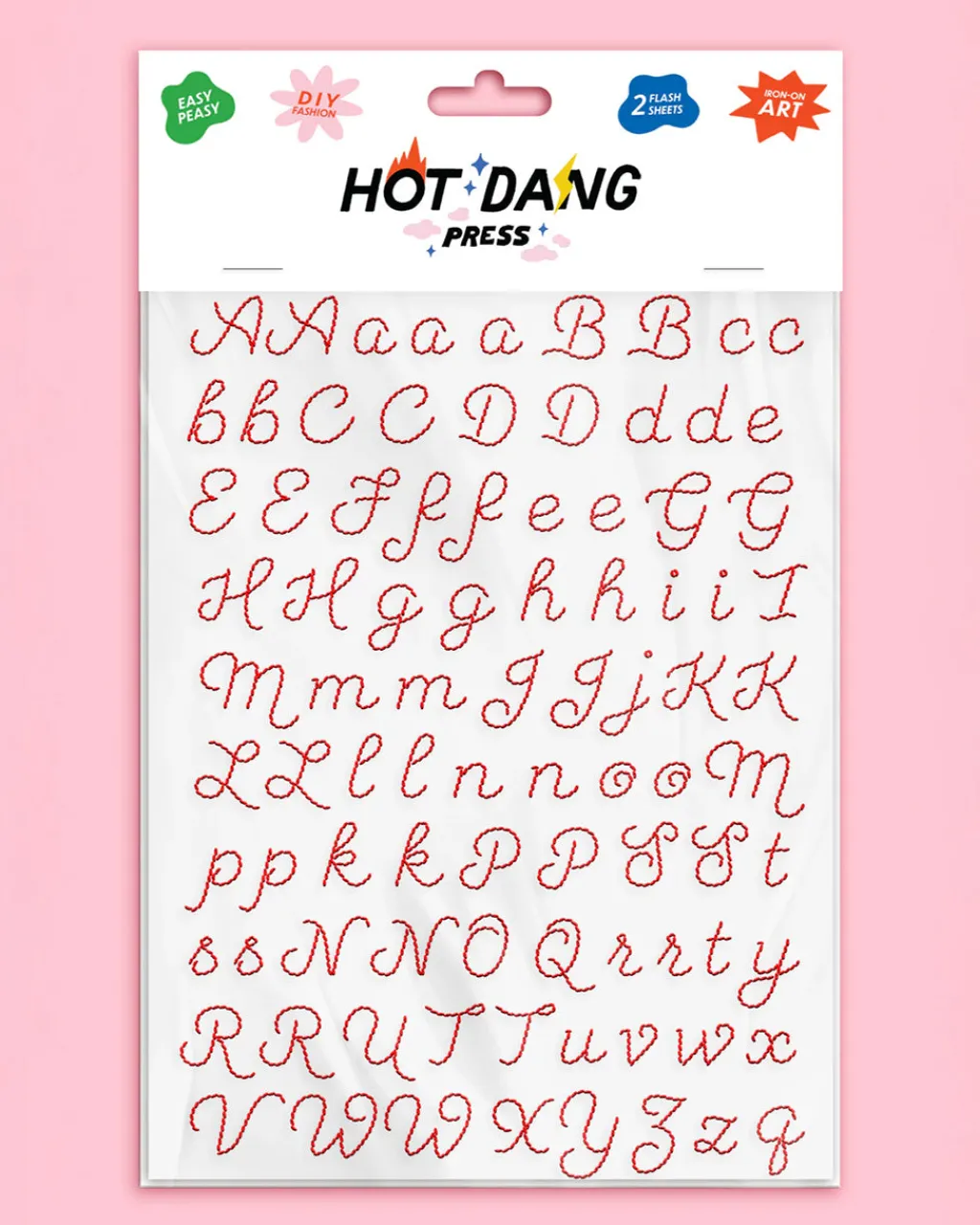 Hot Dang Press Iron-On Sheet Set Red Embroidery Alphabet Online
