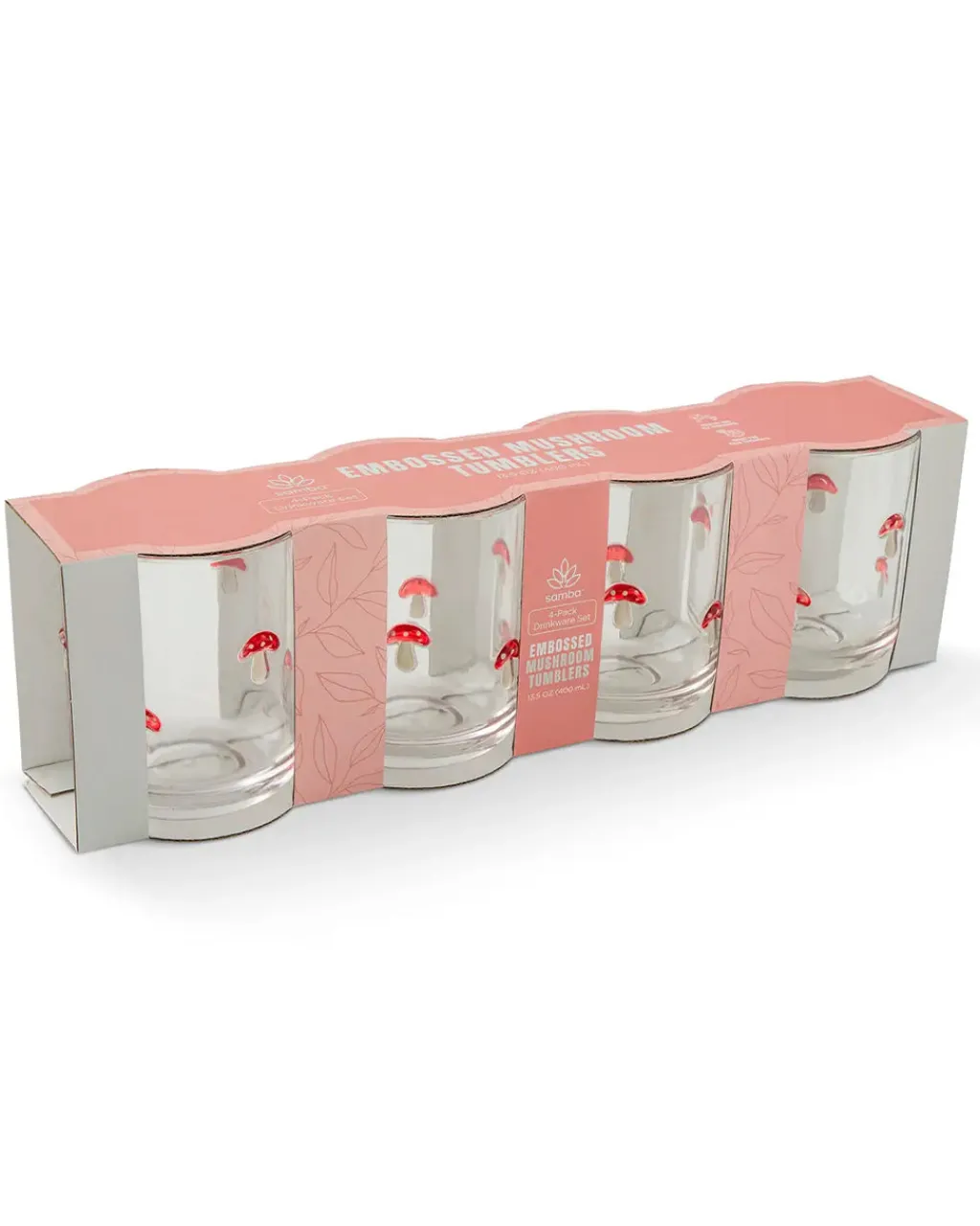 Core Home Red Mushroom Embossed Tumblers - Set of 4 Clearance