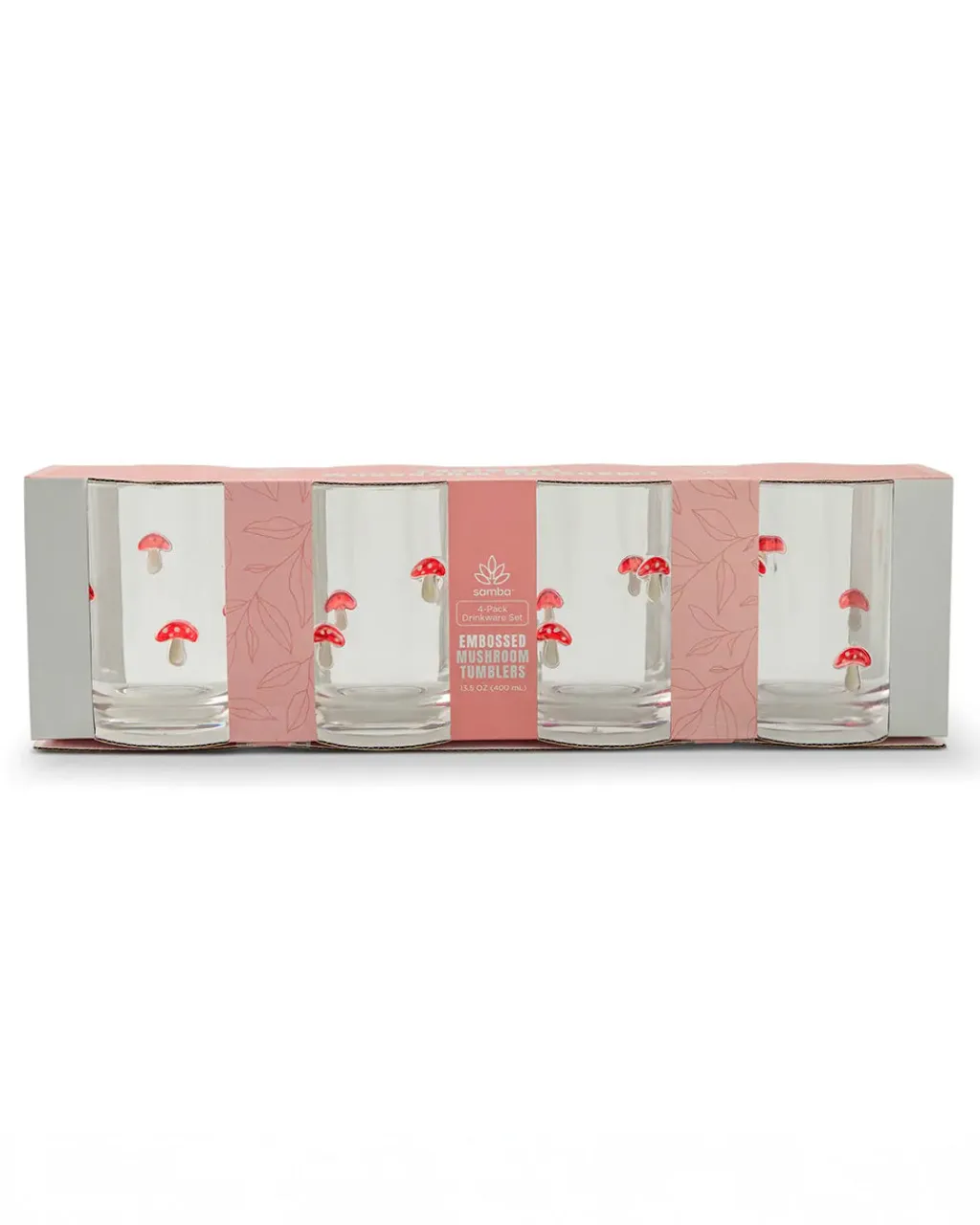 Core Home Red Mushroom Embossed Tumblers - Set of 4 Clearance