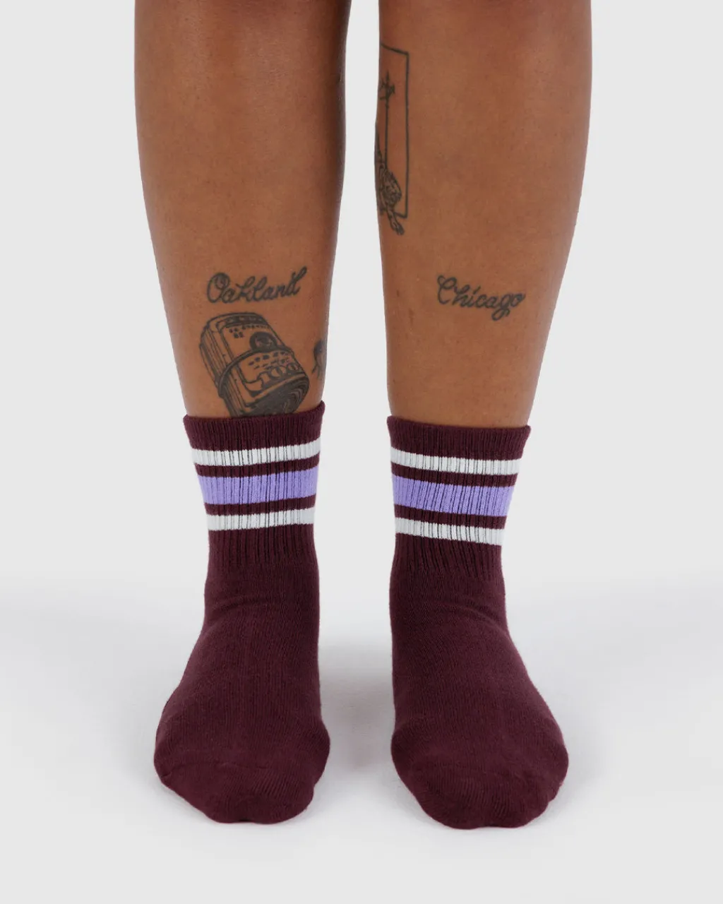 Baggu Ribbed Socks - Mahogany Stripe New