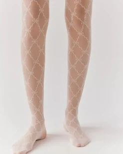 Free People Ribbon Chain Tights - Cream