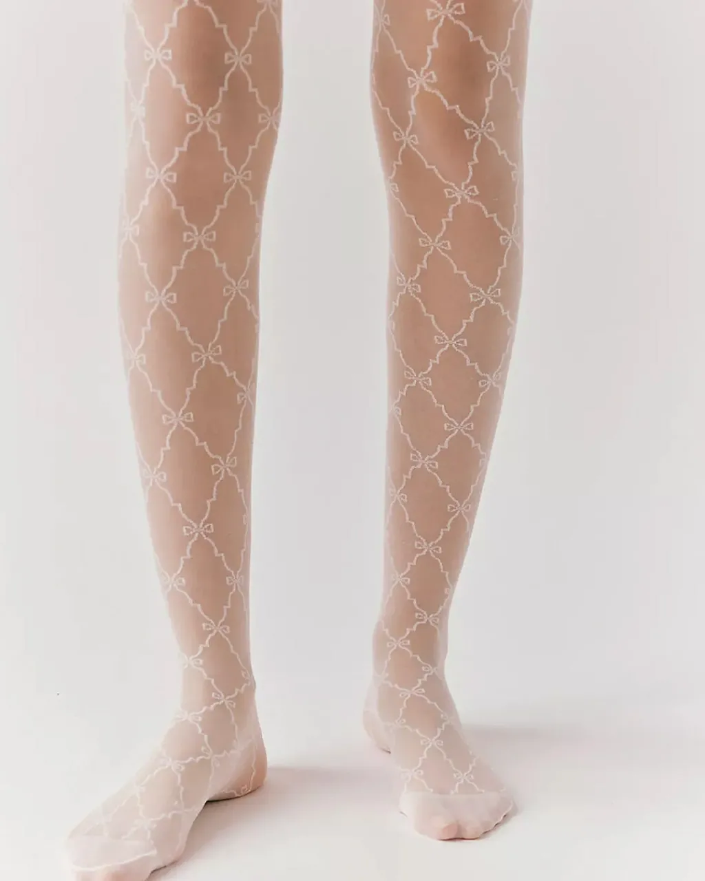 Free People Ribbon Chain Tights - Cream