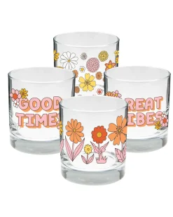 Talking Out Of Turn Rocks Glass Set - Flower Power Best