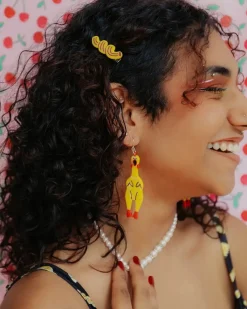 The Peach Fuzz Rubber Chicken Earrings