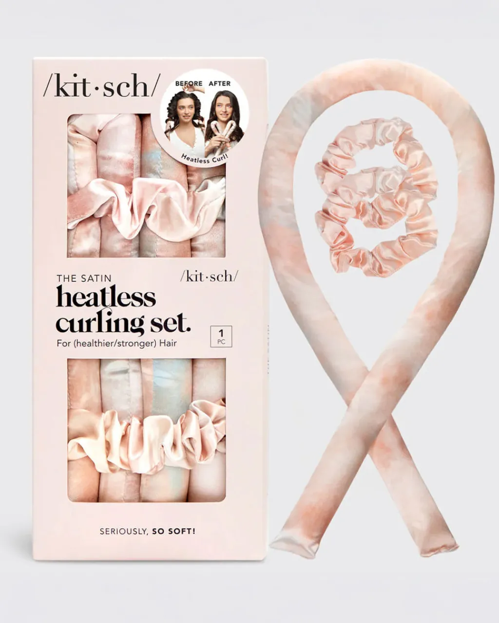 Kitsch Satin Heatless Curling Set - Sunset Tie Dye New