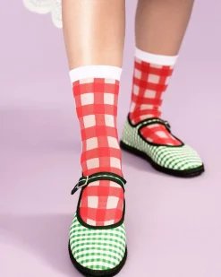 Hansel From Basel Shirley Sheer Crew Socks - Red Best