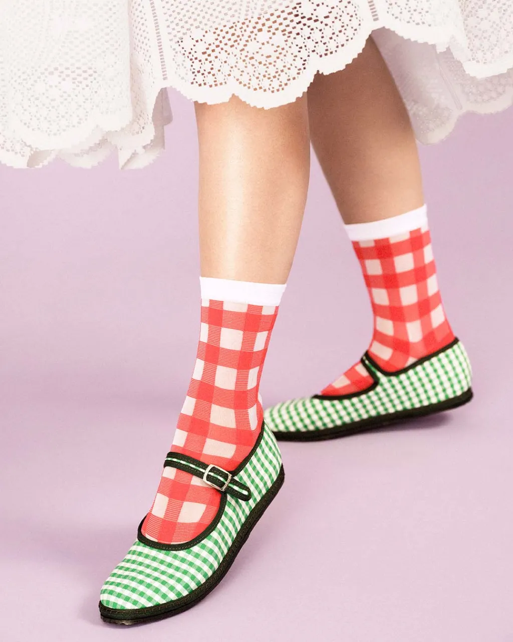 Hansel From Basel Shirley Sheer Crew Socks - Red Best