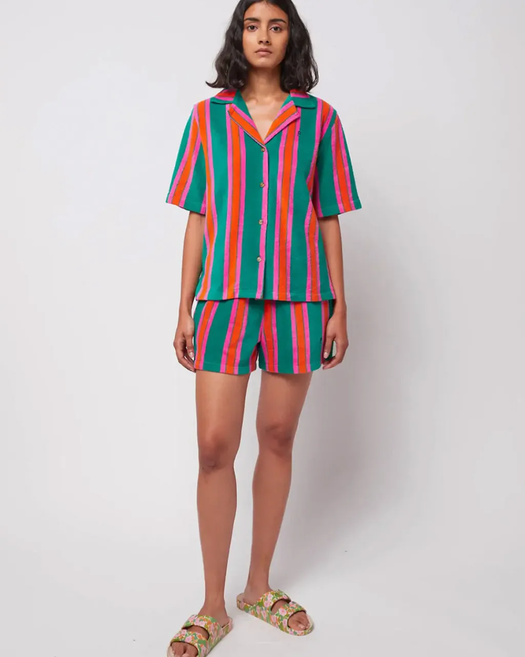 Bobo Choses Short Sleeve Striped Terry Cloth Shirt Hot