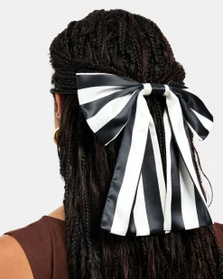 Chunks Silk Bow Barrette - Stripes Hot