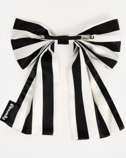 Chunks Silk Bow Barrette - Stripes Hot