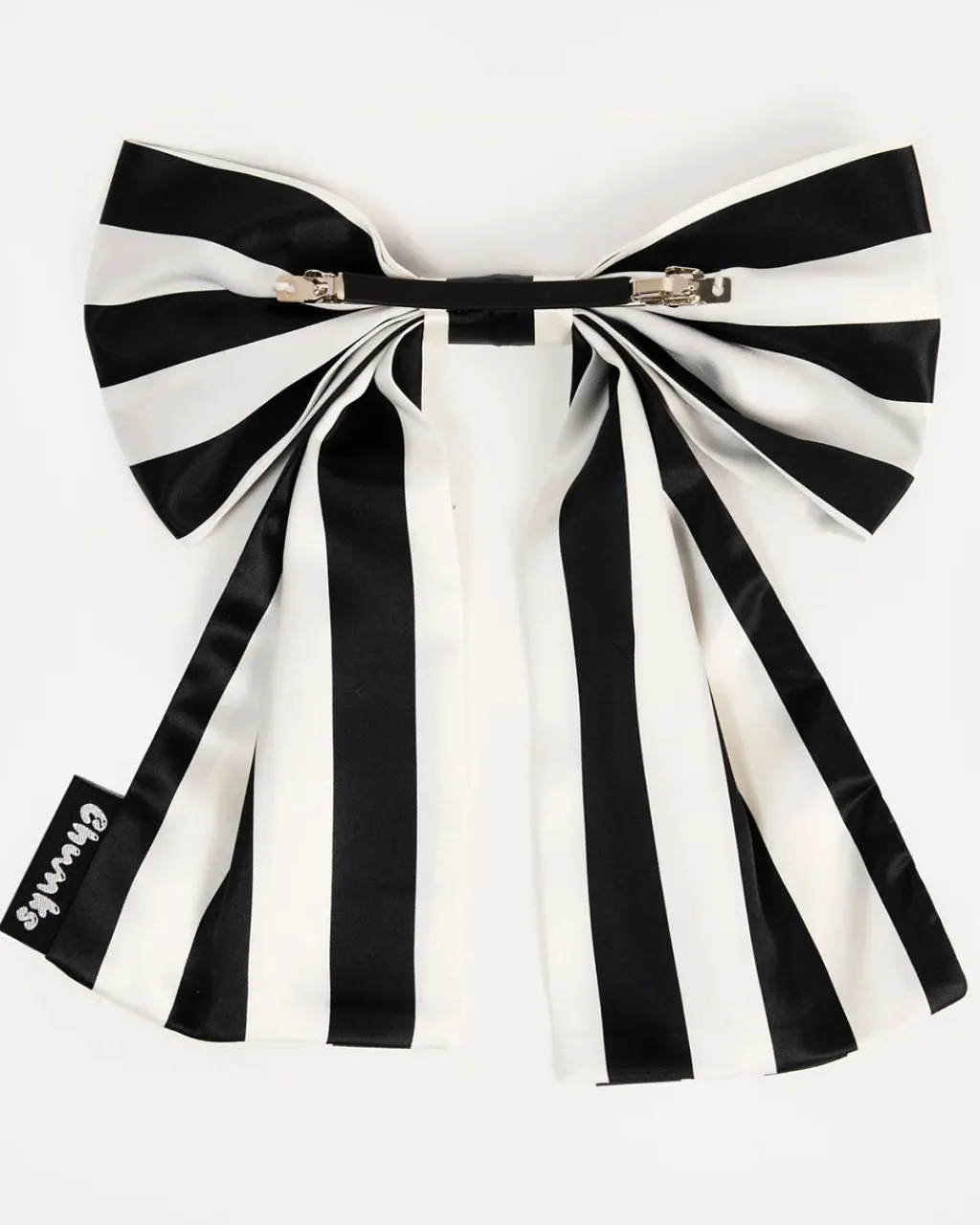 Chunks Silk Bow Barrette - Stripes Hot