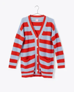 ban.do Slouchy Cardigan - Red/Blue Stripe