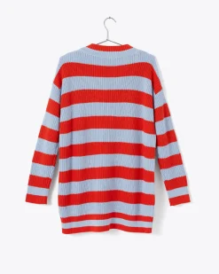 ban.do Slouchy Cardigan - Red/Blue Stripe