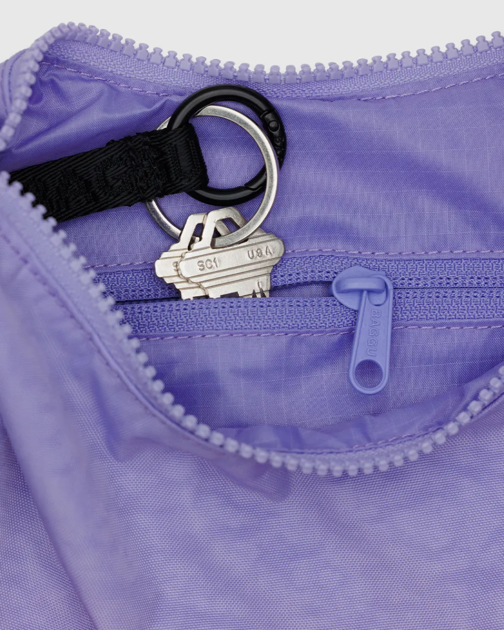 Baggu Small Nylon Crescent Bag w/ Key Leash - Wisteria Best