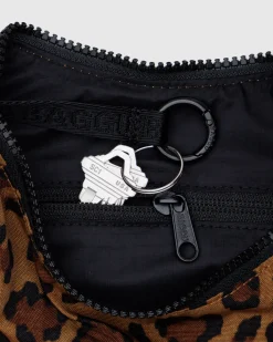 Baggu Small Nylon Crescent Bag w/ Key Leash - Leopard Online