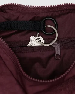 Baggu Small Nylon Crescent Bag w/ Key Leash - Mahogany