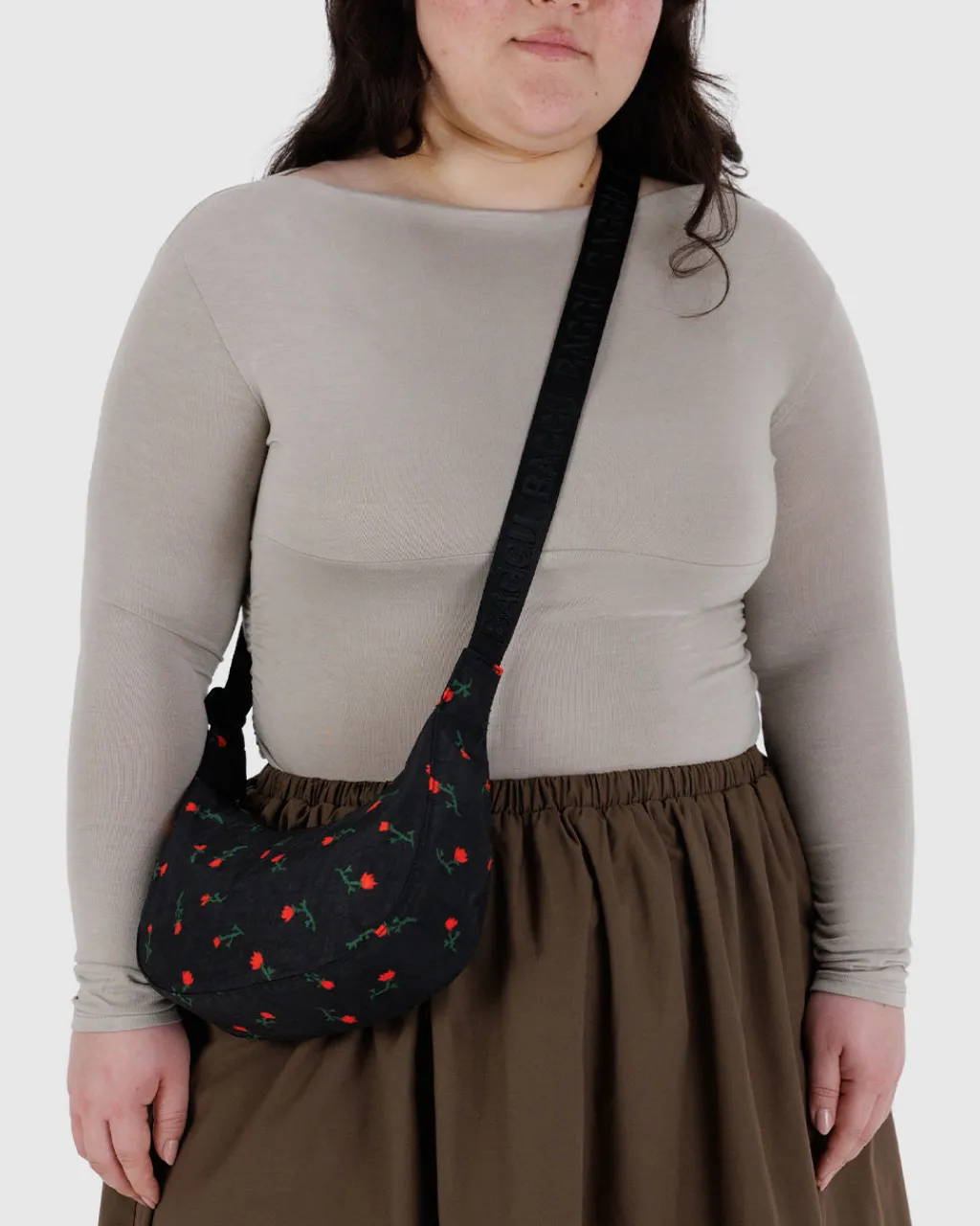 Baggu Small Nylon Crescent Bag w/ Key Leash - Painted Wildflower Discount