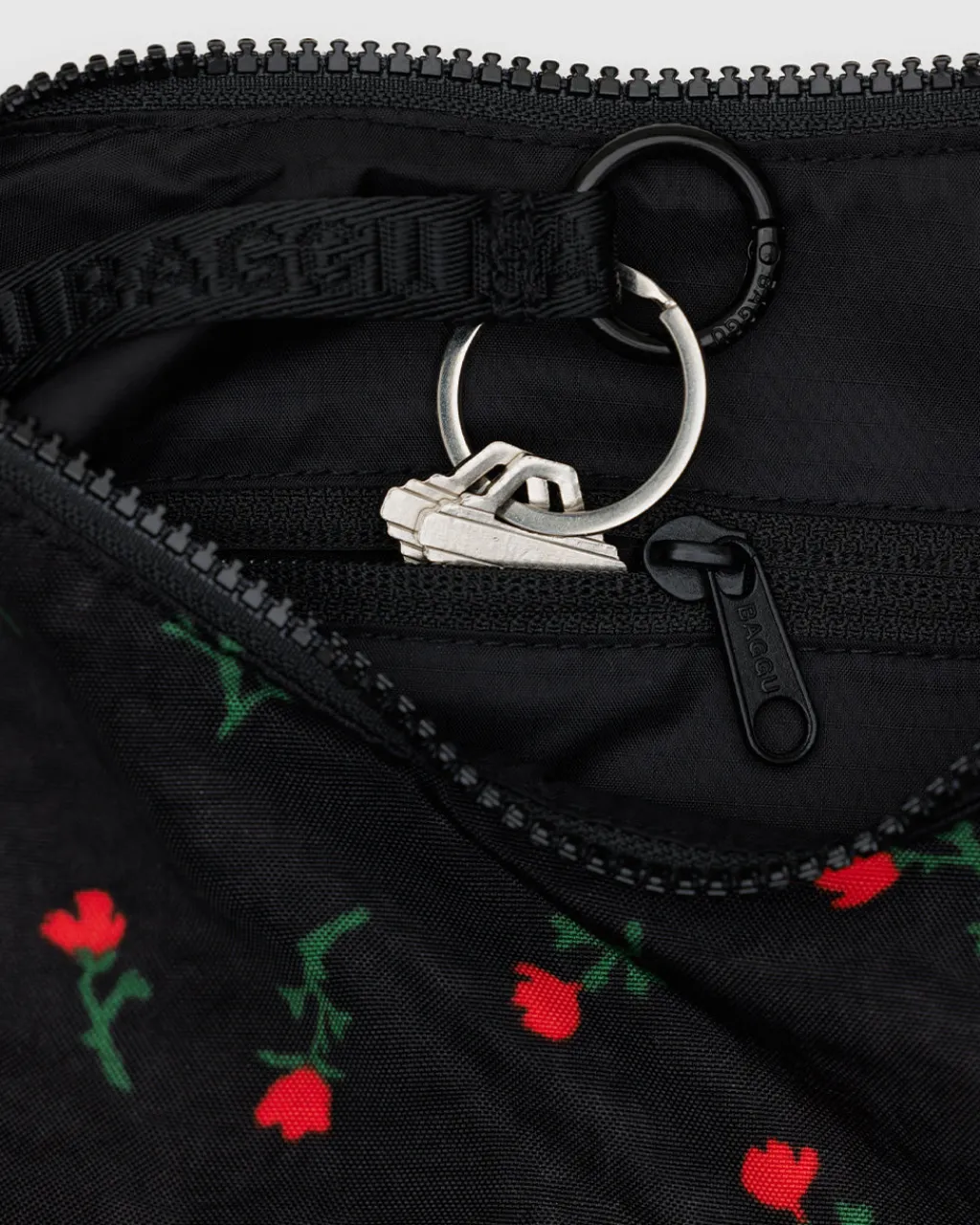Baggu Small Nylon Crescent Bag w/ Key Leash - Painted Wildflower Discount