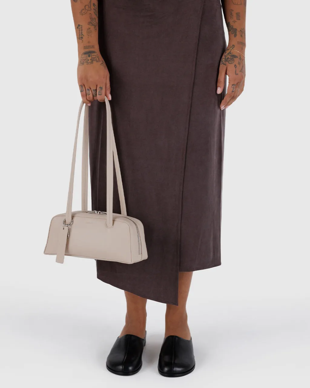 Baggu Small Recycled Leather Bowler Bag - Stone Sale