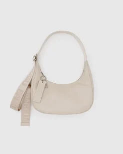Baggu Small Recycled Leather Crescent Bag - Stone New