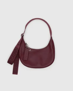 Baggu Small Recycled Leather Crescent Bag - Mahogany
