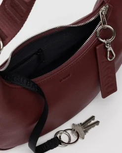 Baggu Small Recycled Leather Crescent Bag - Mahogany