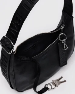 Baggu Small Recycled Leather Crescent Bag - Black Hot