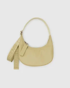 Baggu Small Recycled Leather Crescent Bag - Straw Clearance