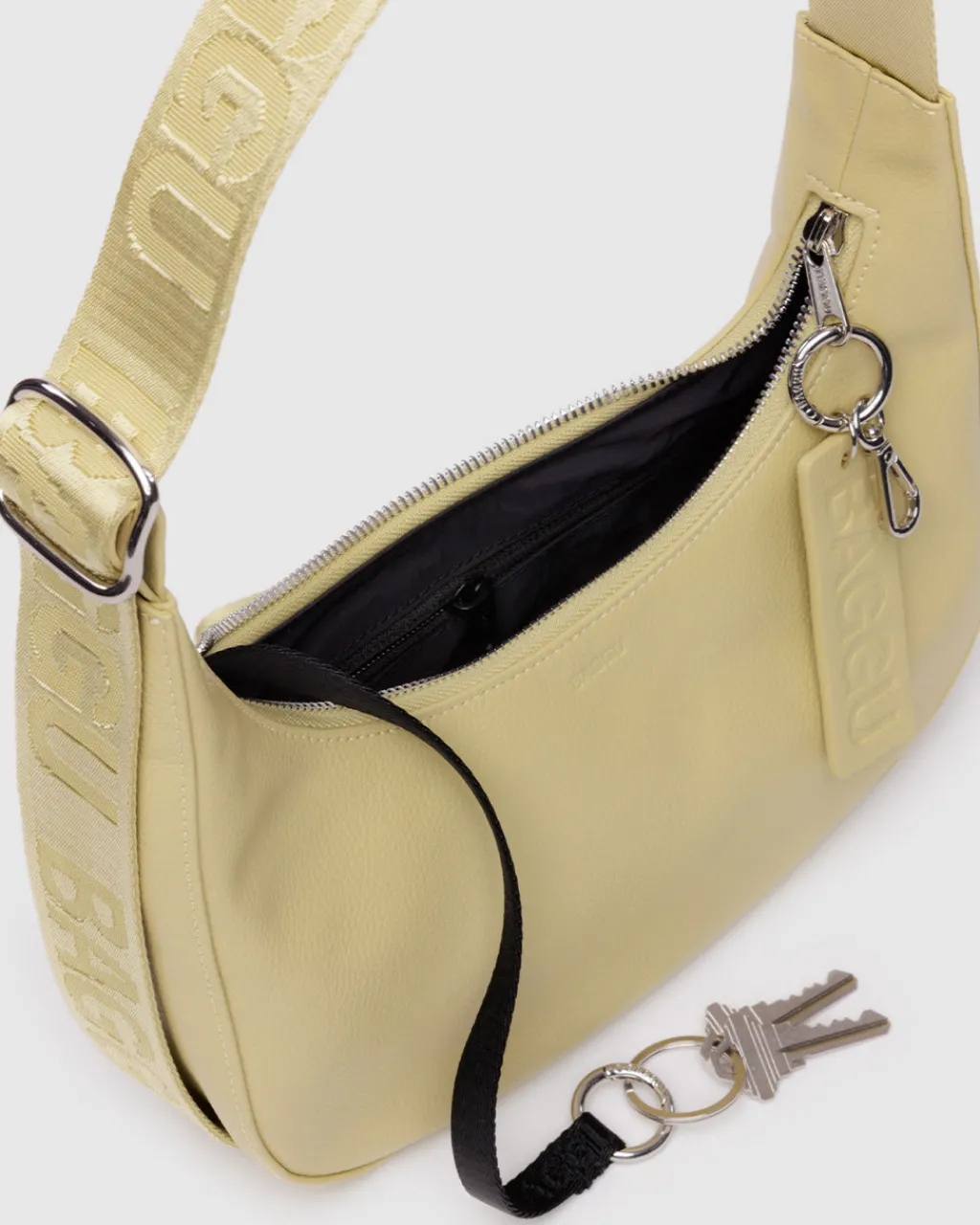 Baggu Small Recycled Leather Crescent Bag - Straw Clearance
