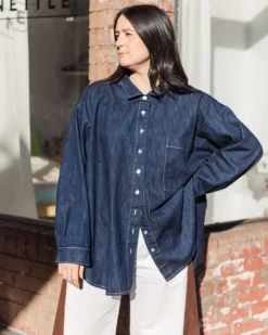 Nettle Studios Soft Volume Long Sleeve Top - Denim