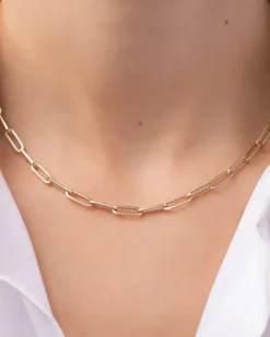 HoopLa Style Stainless Steel Paper Clip Necklace - Gold New