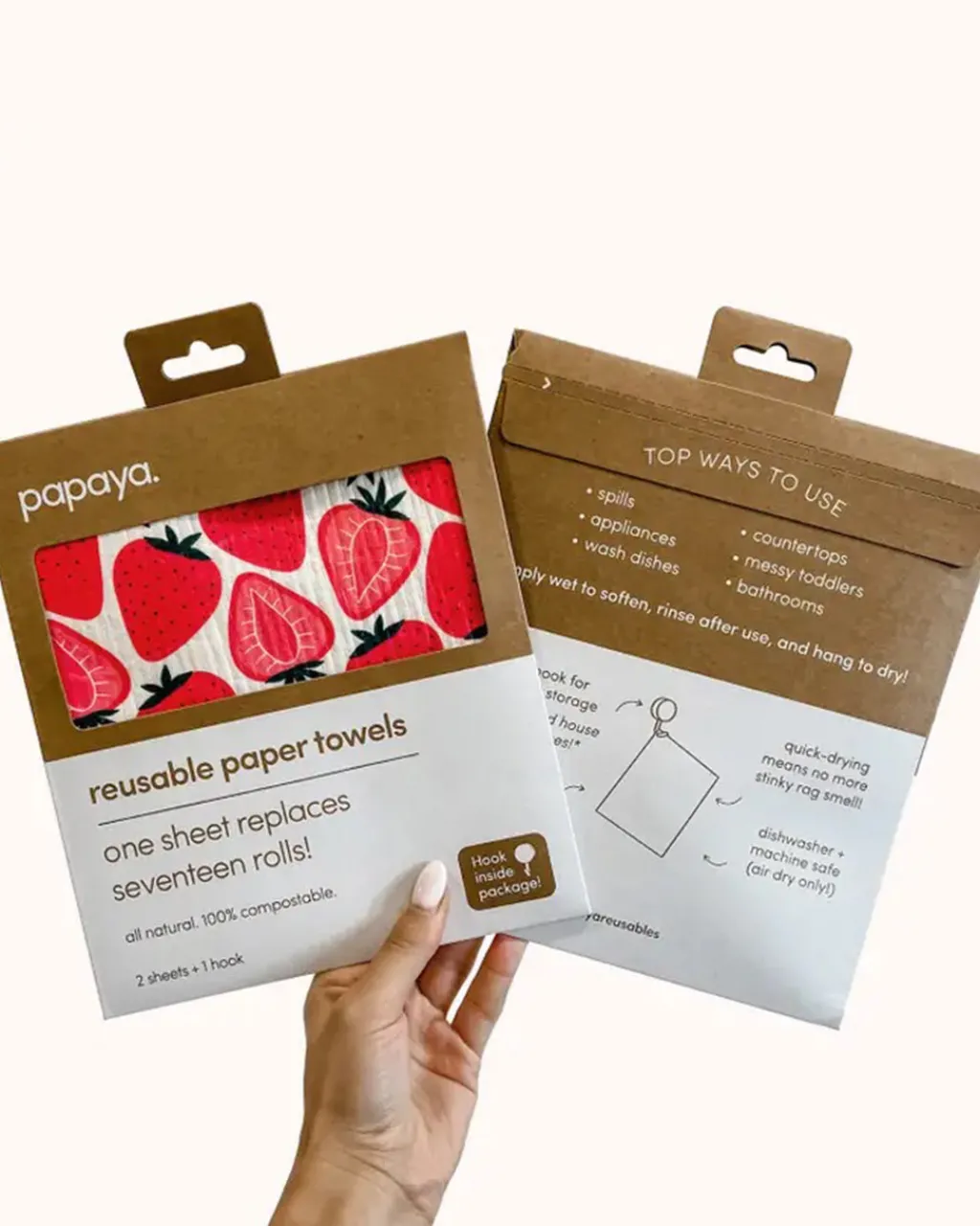 Papaya Reusables Reusable Paper Towel/Swedish Dish Cloth Set Strawberry Blonde Sale