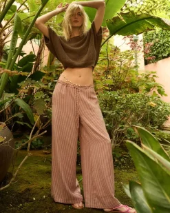 Promesa Stroll Goals Striped Wide-Leg Drawstring Pants Outlet