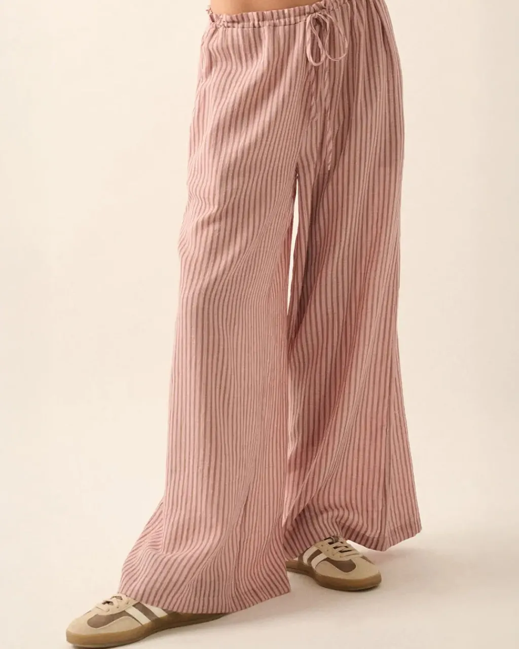 Promesa Stroll Goals Striped Wide-Leg Drawstring Pants Outlet