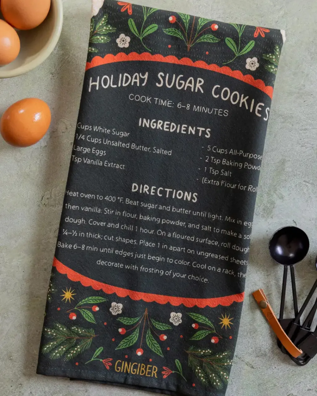 Gingiber Tea Towel Sugar Cookies New