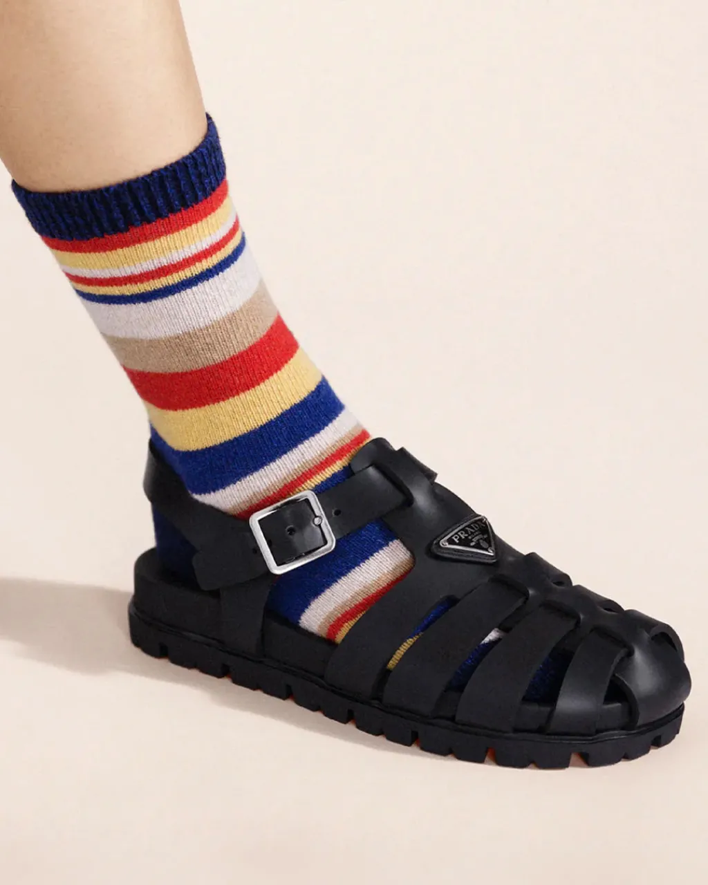 Hansel From Basel Taly Stripe Cashmere Crew Socks