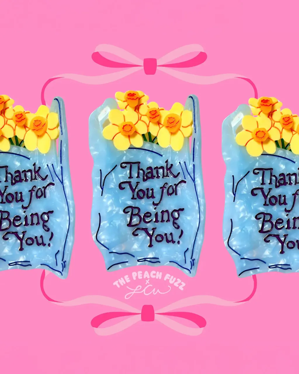 The Peach Fuzz Thank You Bag Hair Claw New